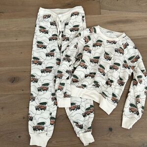 American Eagle Outfitters White Pajama Set with Truck Design
